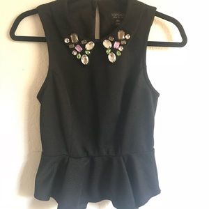 Topshop Peplum Blouse with Collar